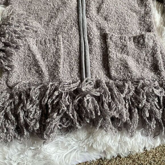 Halukoko Fringe Wool Blend Hooded Sweater Jacket Gray Size Small Zip Front - Picture 6 of 9